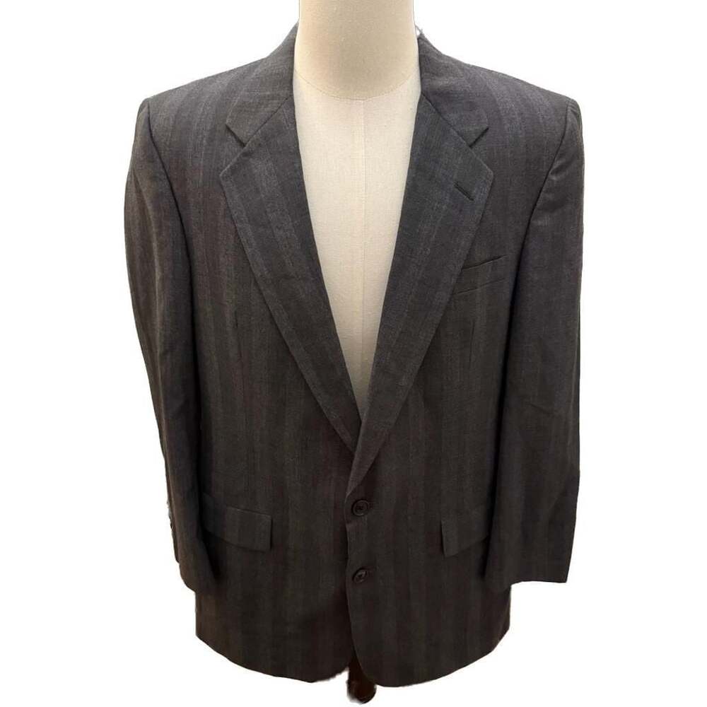 Vintage Christian Dior Monsieur Gray Pinstripe Wool Sport Coat Jacket Size 43L